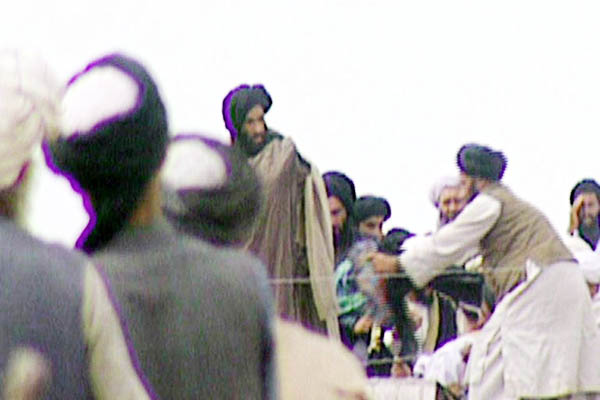 Mullah Omar during a rare TV appearance in 1996. BBC Newsnight—AFP