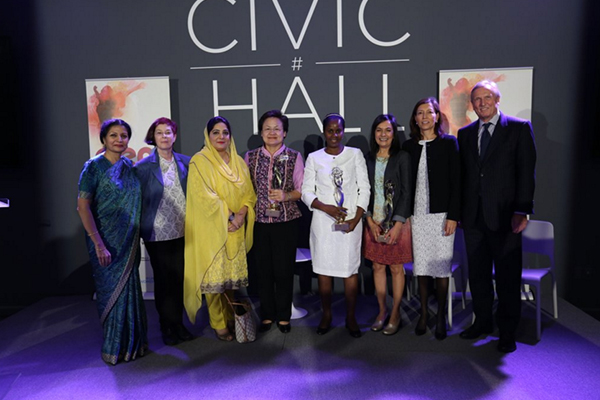 Khan (third from left) in New York. Courtesy of U.N. Women