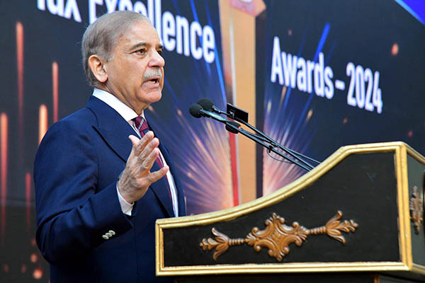 P.M. Shehbaz Sharif addresses the Tax Excellence Awards ceremony in Islamabad